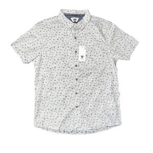 Vissla Button Down Collared Short Sleeve Shirt Gray Blue NWT Men’s Small